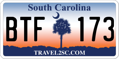 SC license plate BTF173