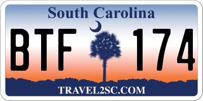 SC license plate BTF174