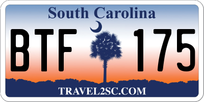 SC license plate BTF175