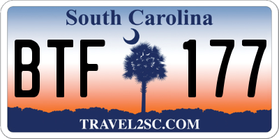 SC license plate BTF177