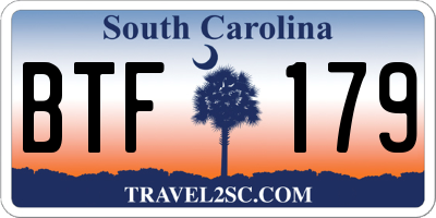 SC license plate BTF179
