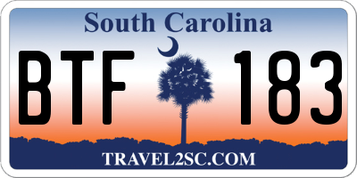 SC license plate BTF183