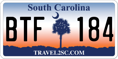 SC license plate BTF184