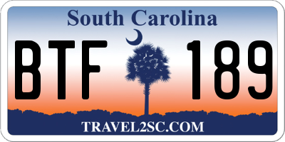 SC license plate BTF189