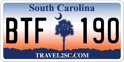 SC license plate BTF190