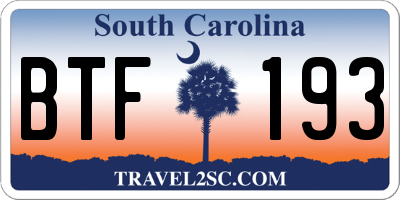 SC license plate BTF193