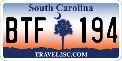 SC license plate BTF194