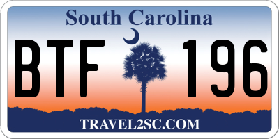 SC license plate BTF196
