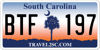 SC license plate BTF197