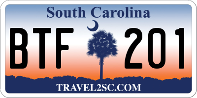 SC license plate BTF201