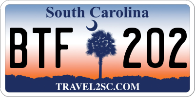 SC license plate BTF202