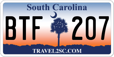 SC license plate BTF207