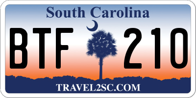 SC license plate BTF210