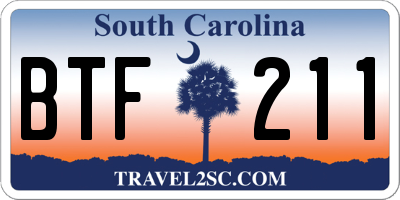 SC license plate BTF211