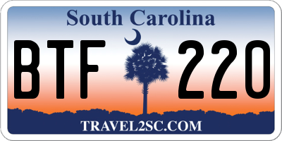 SC license plate BTF220