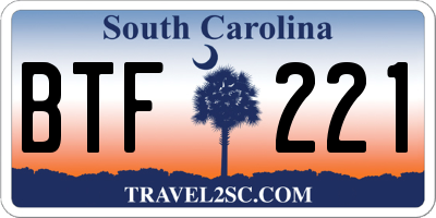 SC license plate BTF221