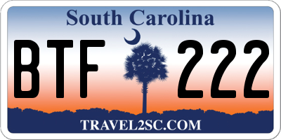 SC license plate BTF222