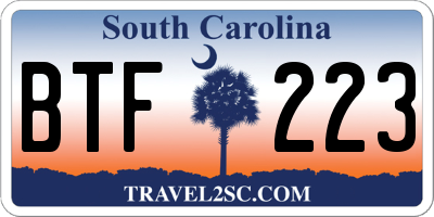 SC license plate BTF223