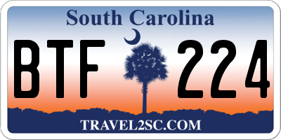 SC license plate BTF224