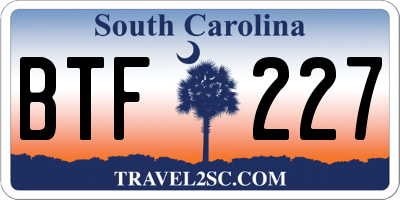 SC license plate BTF227