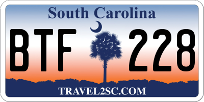 SC license plate BTF228
