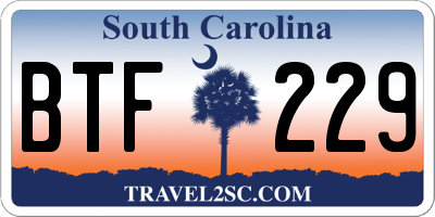 SC license plate BTF229
