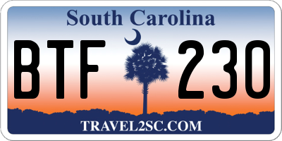 SC license plate BTF230