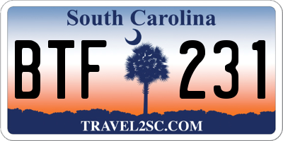 SC license plate BTF231