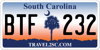 SC license plate BTF232