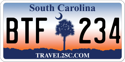 SC license plate BTF234