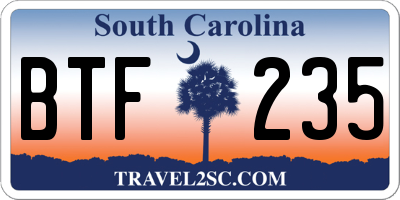 SC license plate BTF235