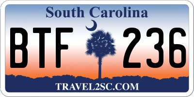 SC license plate BTF236
