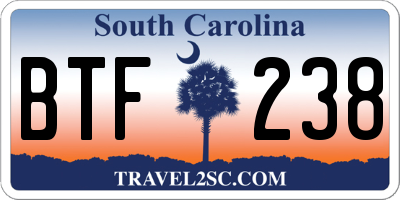 SC license plate BTF238