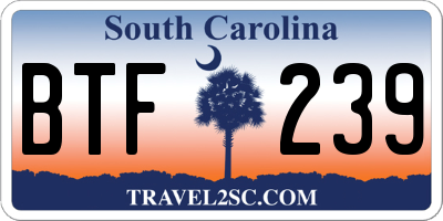 SC license plate BTF239