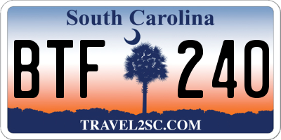SC license plate BTF240