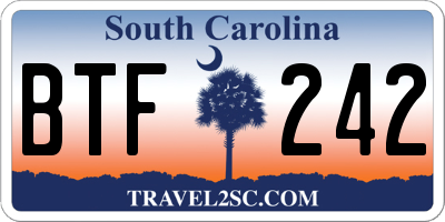 SC license plate BTF242