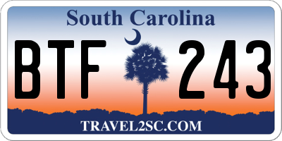 SC license plate BTF243