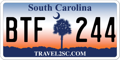 SC license plate BTF244