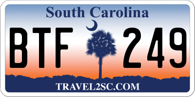 SC license plate BTF249