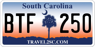 SC license plate BTF250