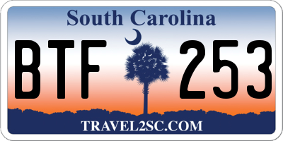SC license plate BTF253