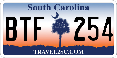 SC license plate BTF254
