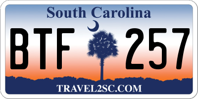 SC license plate BTF257