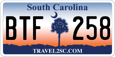 SC license plate BTF258