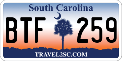 SC license plate BTF259