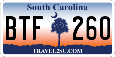 SC license plate BTF260