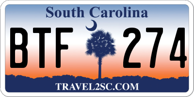 SC license plate BTF274