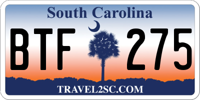SC license plate BTF275