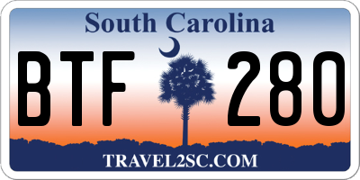 SC license plate BTF280
