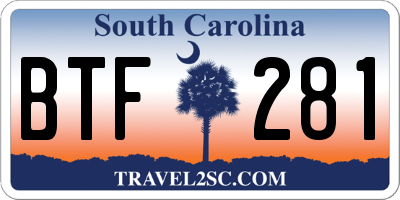SC license plate BTF281